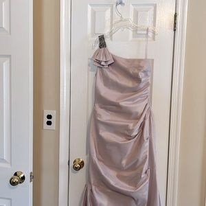 Rickie Freeman Teri Jon metallic lilac gown